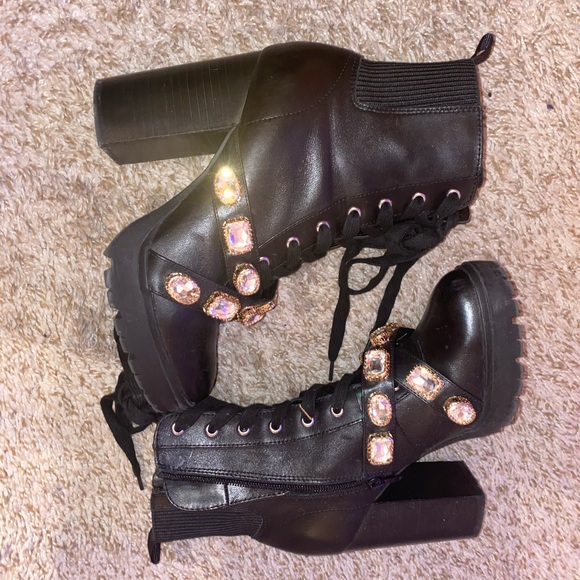 Steve Madden combat boots with jewels - Picture 1 of 4
